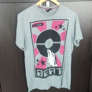 Vintage Bershka Gray Let It Flow T-shirt Pink Graphic - Size M Great Condition